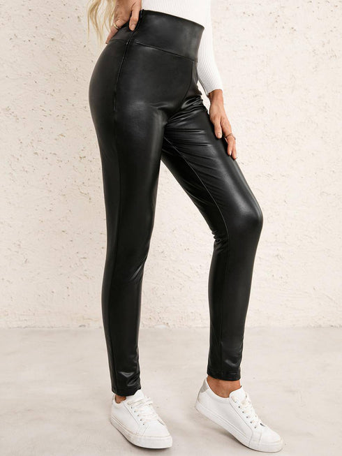 Women's High Waist Stretch Slim Skinny Leather Leggings